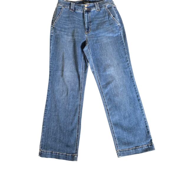 Judy Blue Denim - Judy Blue High Rise Double Button Waisband Wide Leg Denim Jeans Size 14W